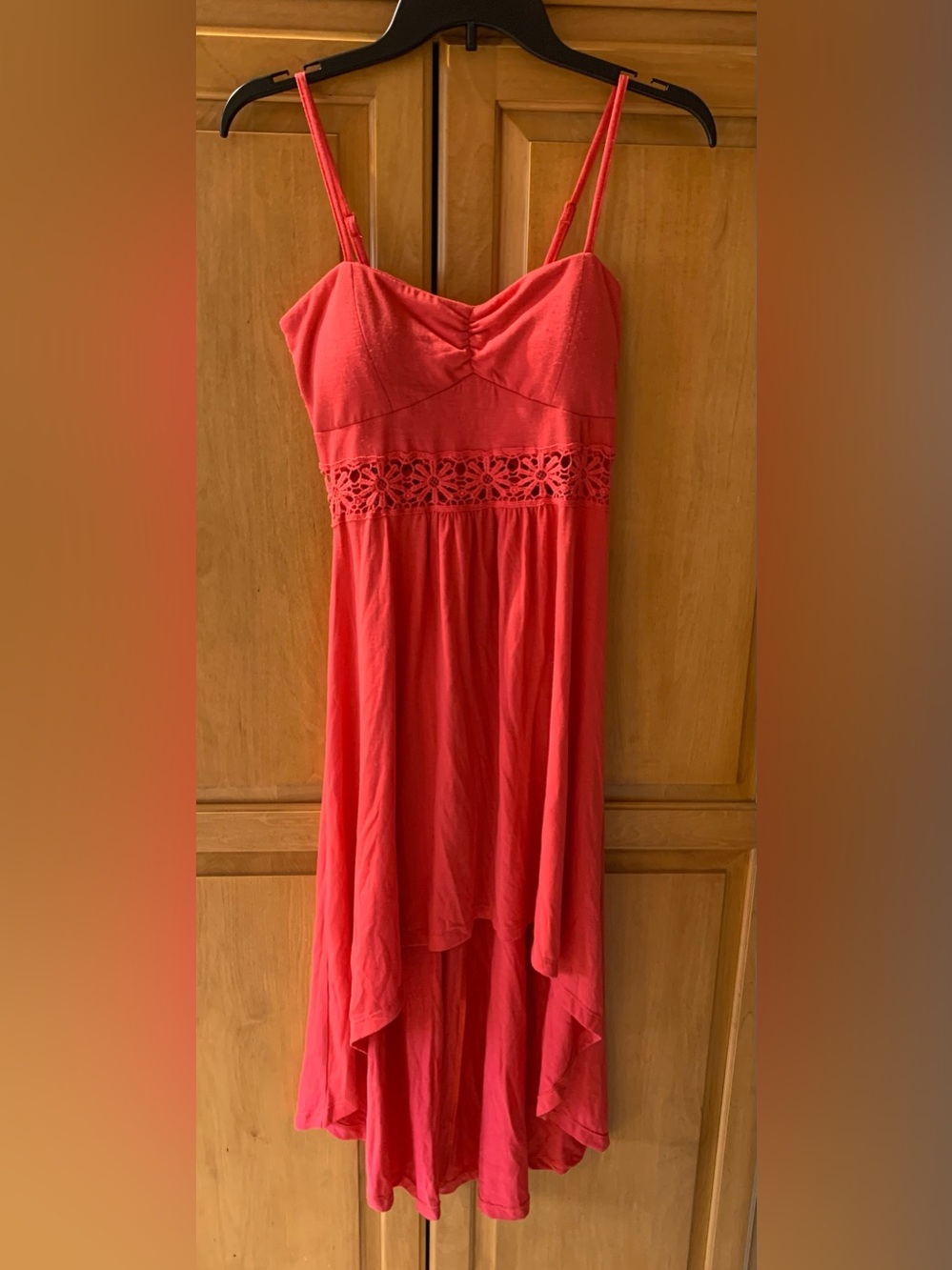 Women’s Coral Spaghetti-Strap High-Low Dress